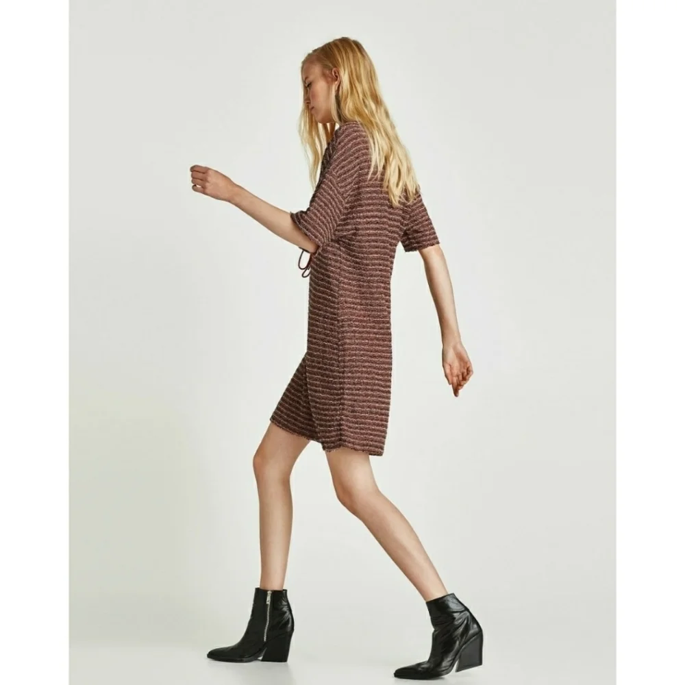 ZARA // soft knit front tie plunge mini dress